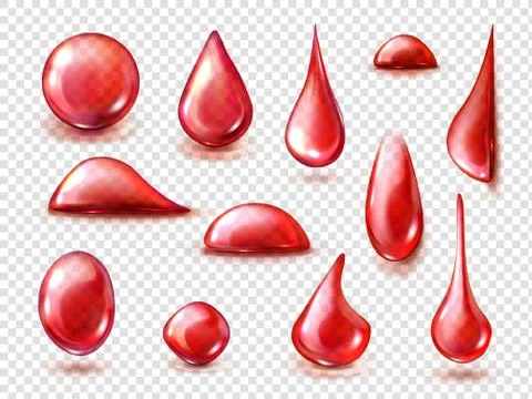 Set of red drops of red water, juice or wine Stock Illustration