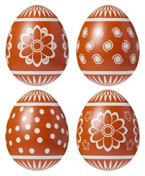 Set of red Easter eggs painted isolated on white Stock Illustration