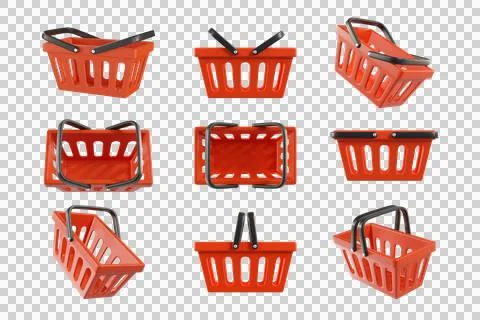 Set of Red empty Shopping Cart 库存插图