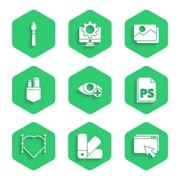 Set Red eye effect, Color palette guide, Web design and development, PS File Stock Illustration