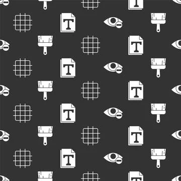 Set Red eye effect, Paint brush, Grid graph paper and Text file document on Stock Illustration