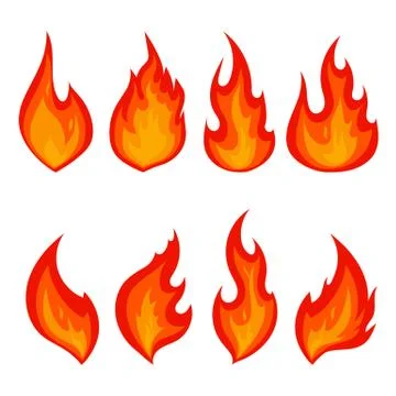 Set of red fire icons. Flames. Vector illustration Illustrazione stock