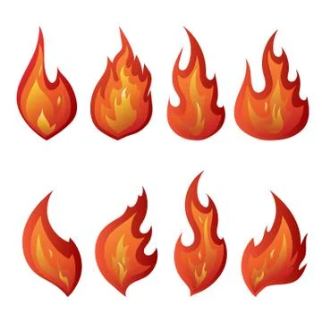Set of red fire icons. Flames. Vector illustration Illustrazione stock