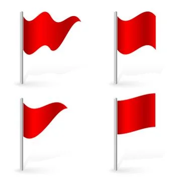 Set of red flags. Different effects, 2 kind of shadows Stock Illustration