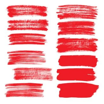 Set of red flat brush strokes Foto stock