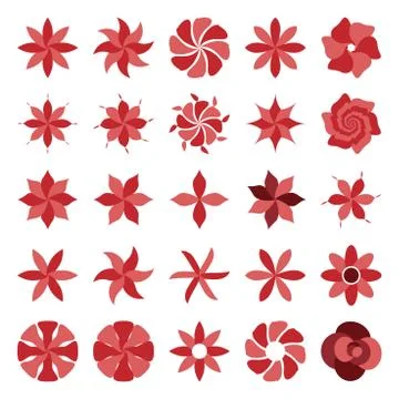 Set of red flowers Stock Illustration