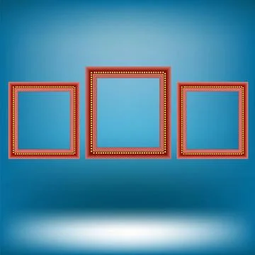 Set of Red Frames Set of Red Frames Isolated on Blue Light Background Copy... Foto stock