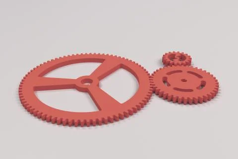 Set of red gears and cogs on white background Stock Illustration
