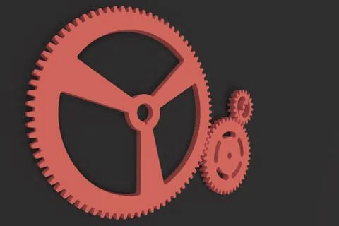 Set of red gears and cogs on black background Stock Illustration