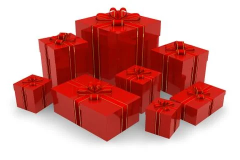 Set of red gift boxes Stock Illustration