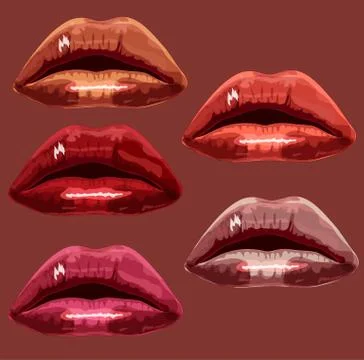Set red the girl of lips. A vector illustration Stock Illustration