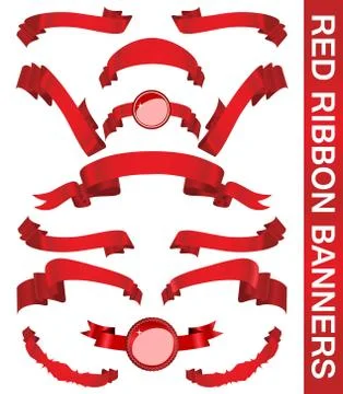 A set of red gradient ribbons for your text - Vector format Stock Illustration