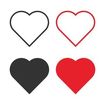 Set of red, gray and black hearts on a white background. Vector illustration. Stock Illustration