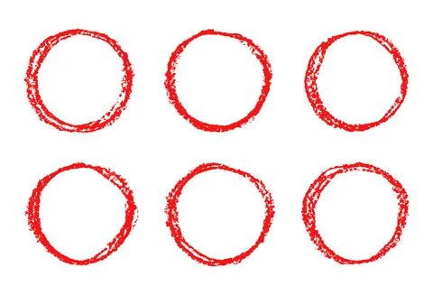 Set of red hand drawing round design elements. Stock Illustration