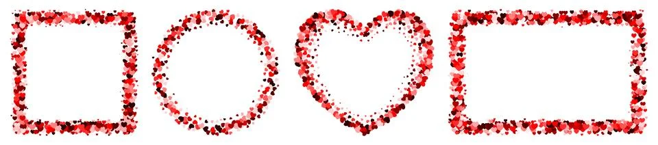 A set of red heart frames with space for text. Frames of different shapes s.. Stock Illustration