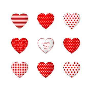 This is a set of red heart icons. Stock Illustration