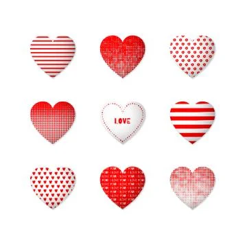 This is a set of red heart icons. Stock Illustration