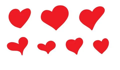 A set of red hearts of different shapes. Elements for design. イラスト素材