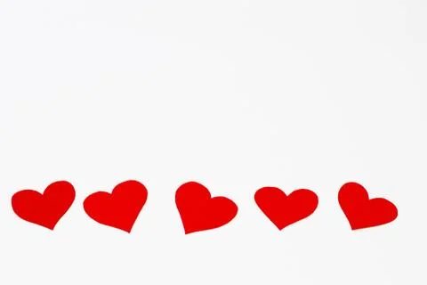Set of red hearts with flat design on light background Stock Photos