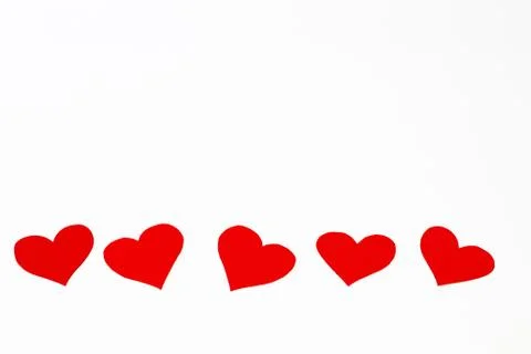 Set of red hearts with flat design on light background Stock Photos