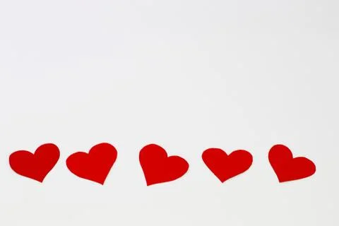 Set of red hearts with flat design on light background Stock Photos