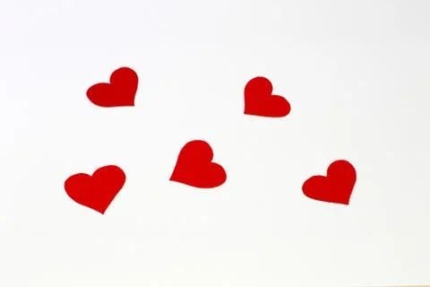 Set of red hearts with flat design on light background Stock Photos