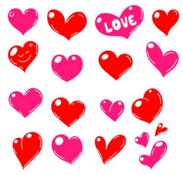 Set of red hearts icons. Vector illustration Stock Illustration