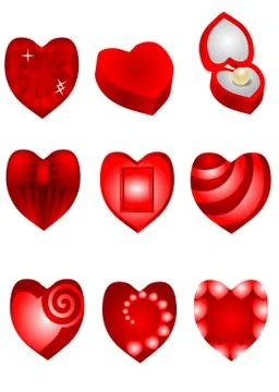 Set of red hearts Stock Illustration
