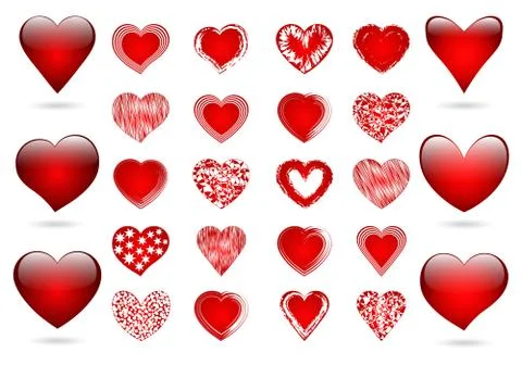 Set of red hearts Stock Illustration
