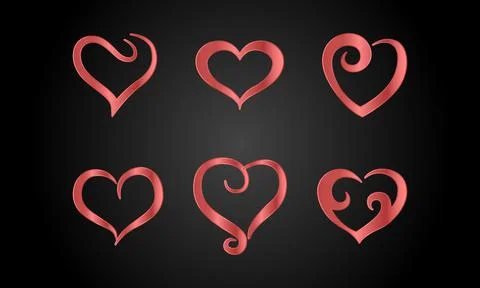 Set of red hearts Stock Illustration