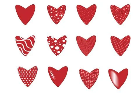 Set of red hearts Stock Illustration