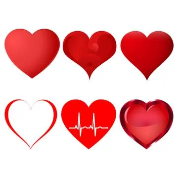 Set of red hearts isolated on white background. Vector illustration Stock Illustration