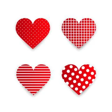 Set of red hearts. Vector illustration with texture peas, cell, strip. Valent Stock Illustration