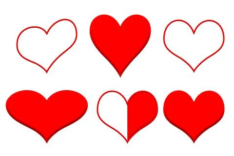 A set of red hearts on a white background, illustration Stock Illustration