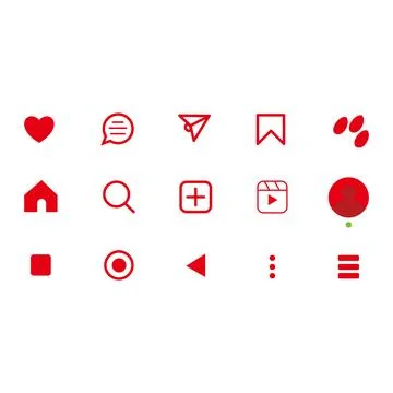 Set of red icons for web and mobile applications. Vector illustration. Stock Illustration
