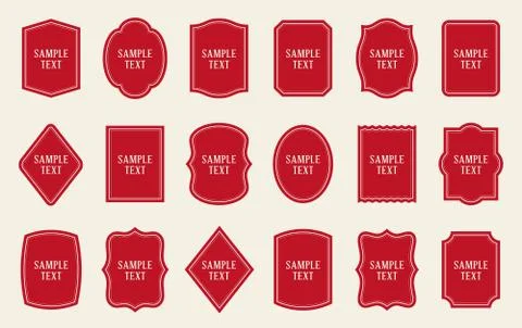 Set of red label templates. Different shapes Stockillustratie