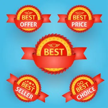 Set of red labels for any purpose Stock Illustration