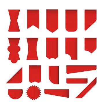 Set of red labels, stickers with corners, tags Stock Illustration