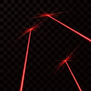 Set of red laser beams. Red light ray Stock Illustration