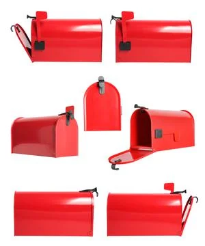 Set with red letter boxes on white background Stock Photos