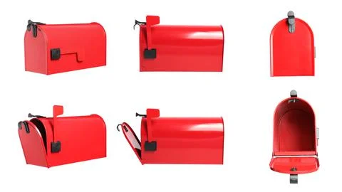 Set with red letter boxes on white background Stock Photos