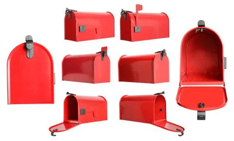 Set with red letter boxes on white background Stock Photos