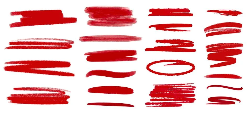 Set of red lines, strokes and underlines Stock Illustration