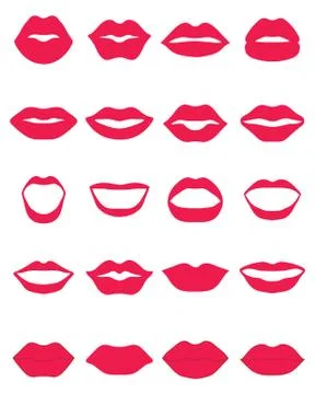 Set of red lips Stock Illustration