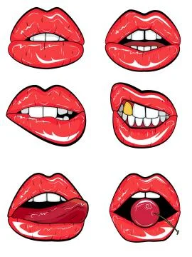 Set of red lips Stock Illustration