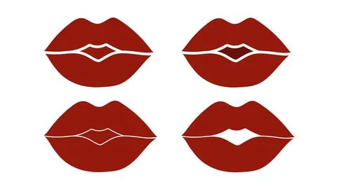 Set of red lips logo on white background, logo in the form of red lips Stock Illustration