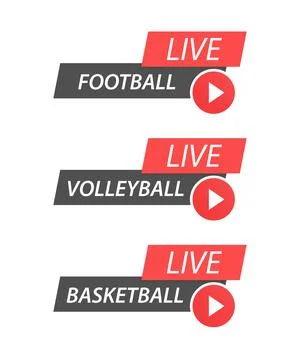 Set of red live streaming icons. Red symbols and buttons of live streaming. S Stock Illustration