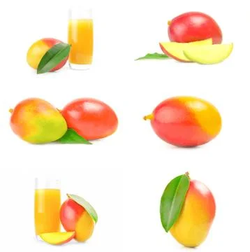 Set of red mango isolated on a white cutout Foto stock