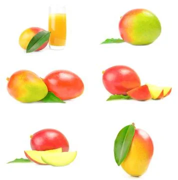 Set of red mango isolated on a white background cutout Foto stock