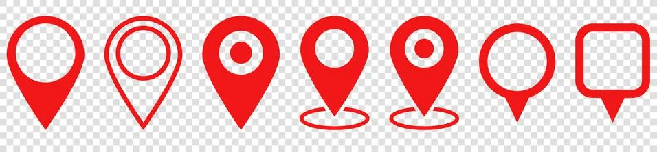 Set of red map pin icons Stock Illustration